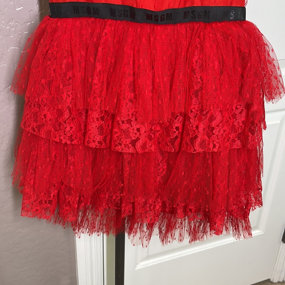 MSGM Layered Tulle Mini Dress Red Size 42/8 - Picture 9 of 15